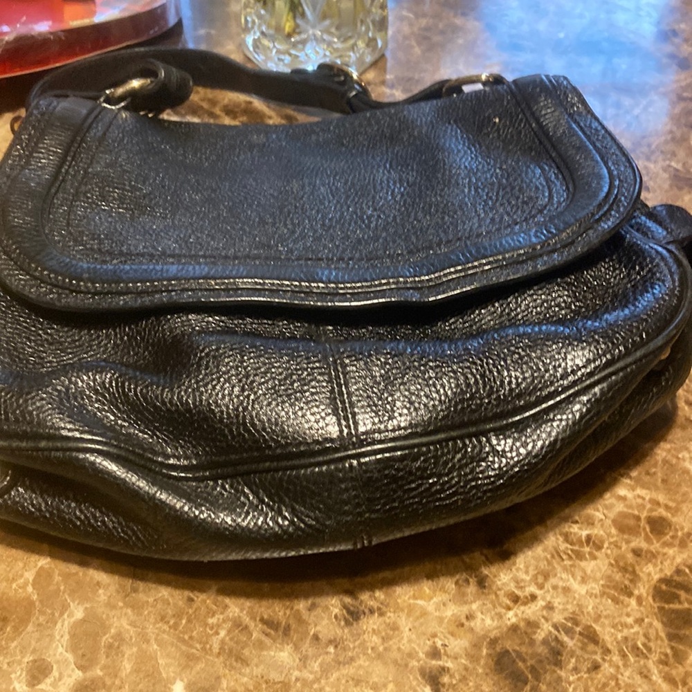 Burberry double flat black leather checkered purse